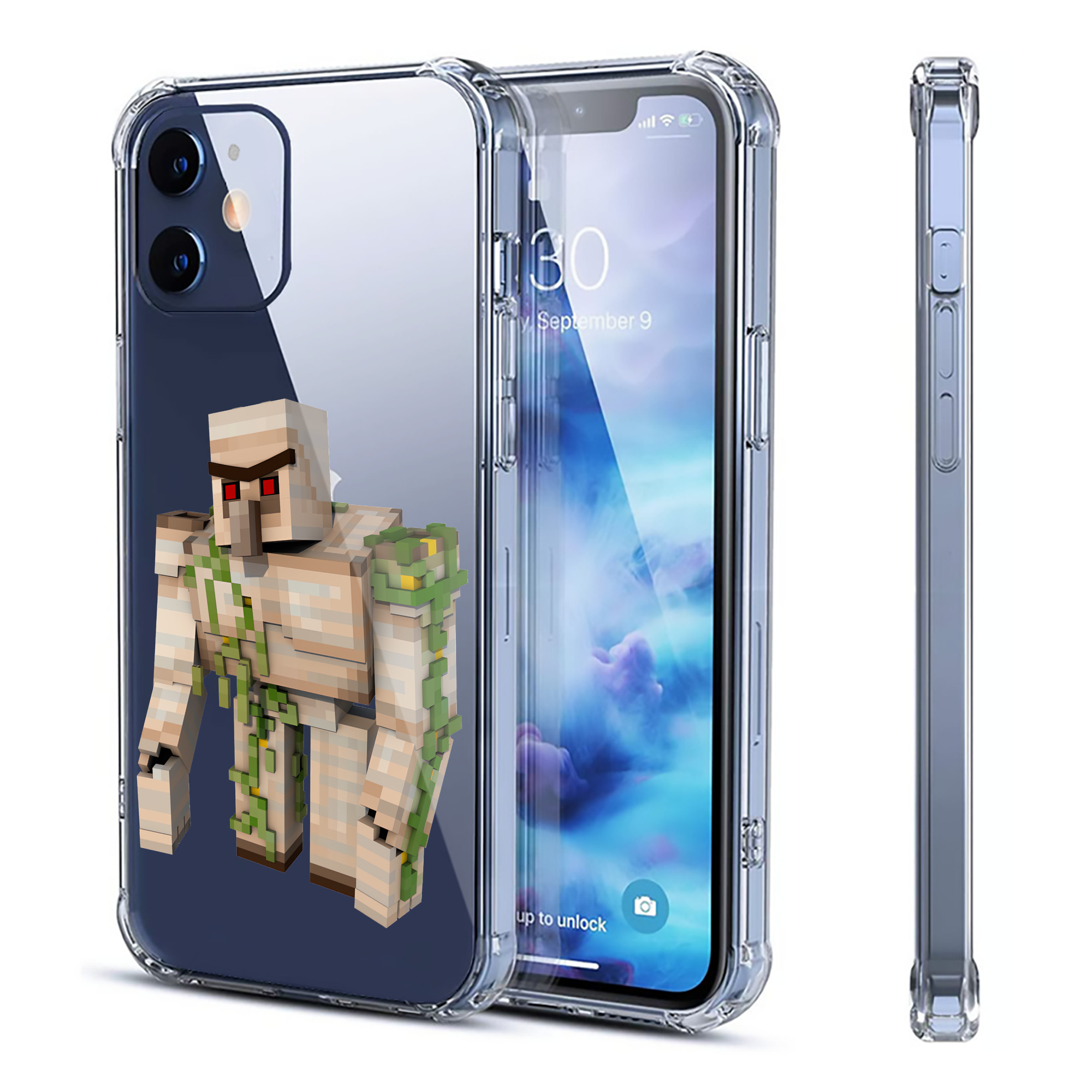 （画像用） マインクラフト ブロックの世界 Minecraft MC Block world 【iPhone 12シリーズ対応】透明スマホケース（クリアソフトケース）